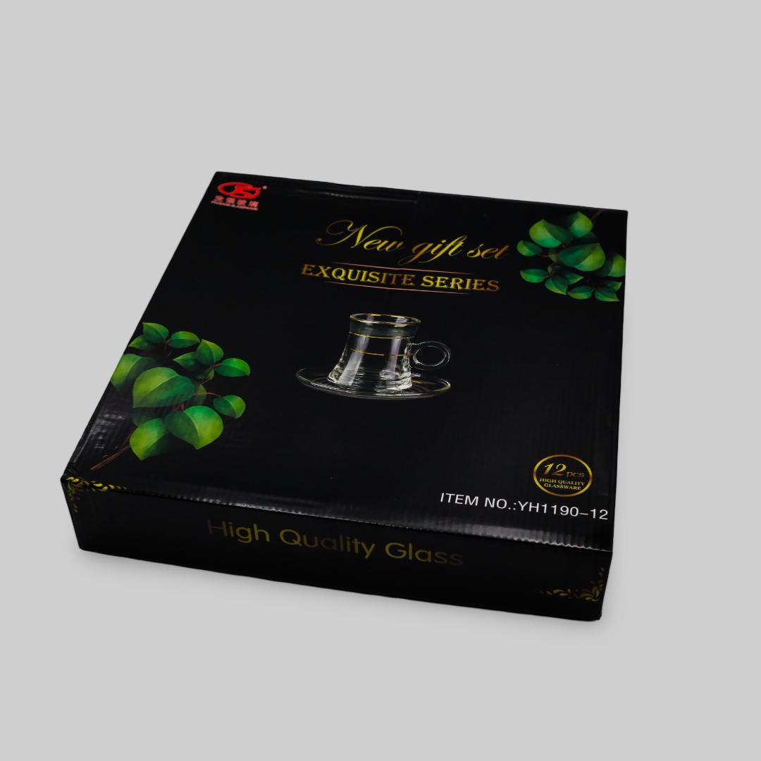 12Pcs Purple  Gold Line Designed Tea Cup Set For 6 Person 880009174