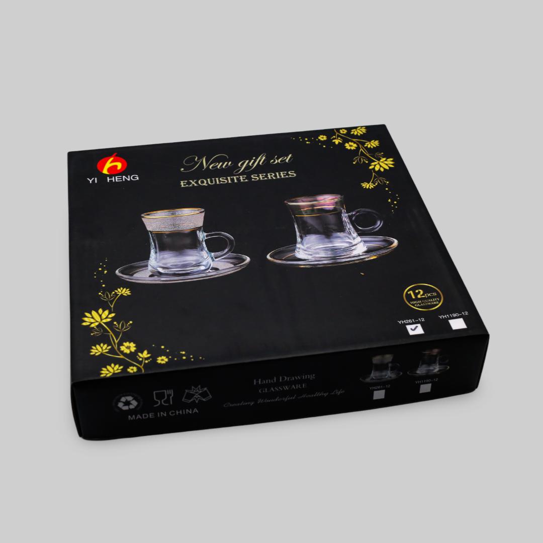 12Pcs Gold Line Designed Tea Cup Set For 6 Person 880009176